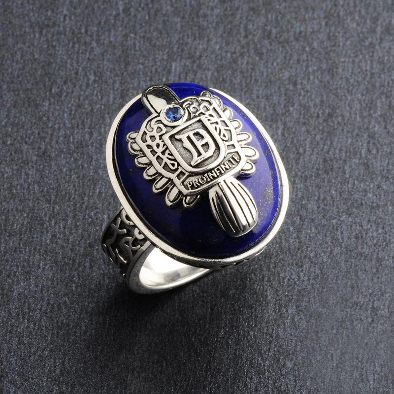 925 Sterlingové stříbro The Vampire Diaries Damon Salvatore Lapis Lazuil Pánský prsten Šperky US Velikost 8 12#