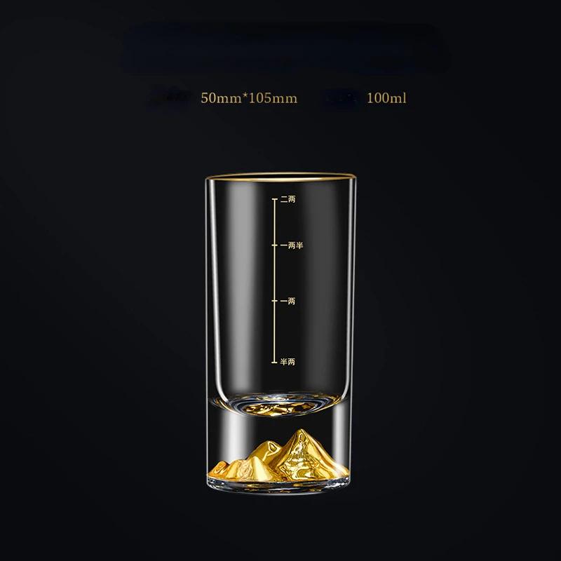 50ml/100ml Golden Mountain Vision Messbecher Luxus-Trinkgeschirr Kleine Kapazität Weinglas Dicker Boden Spirituosenbecher Schnapsglas