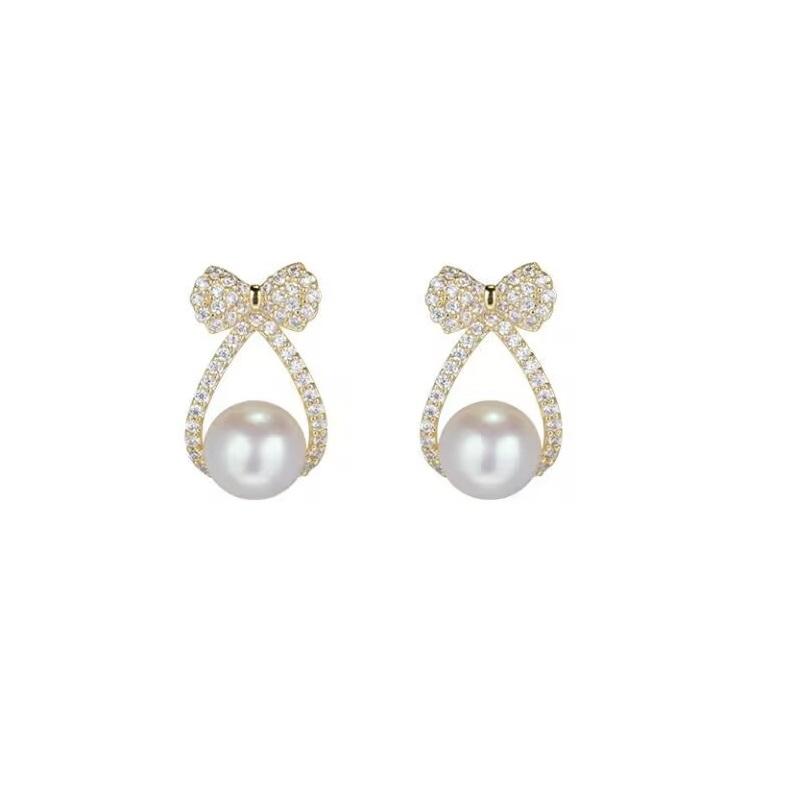Modyle Korea New Fashion Gold Silver Color Cross Crystal Drop Earrings for Women Elegant Cute Pearl Earrings Brincos