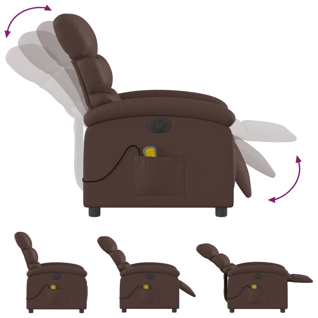 Electric Massage Chair Brown Faux Leather
