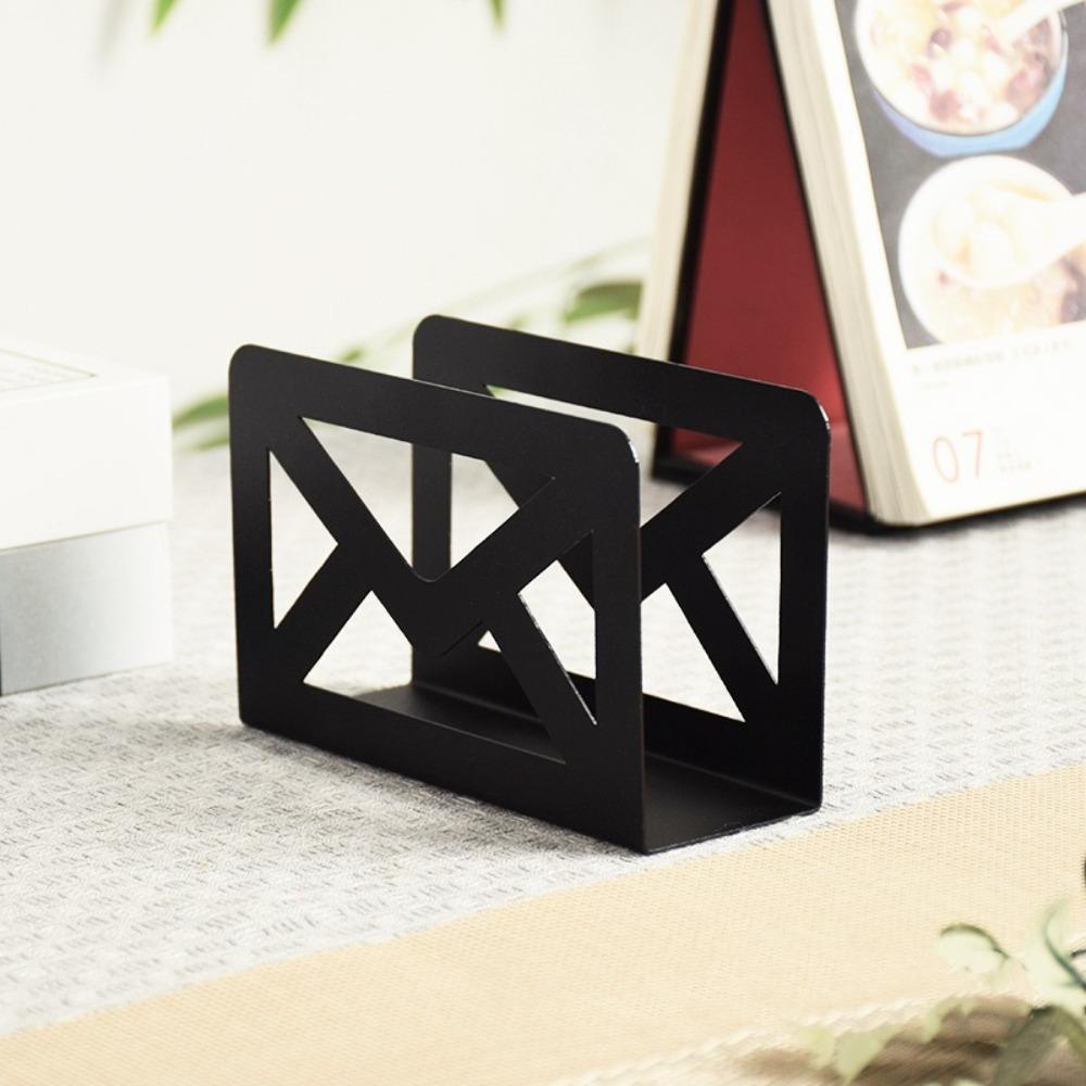 Iron Letter Holder Black Desk Sorter Modern Tissue Storage Box  Office