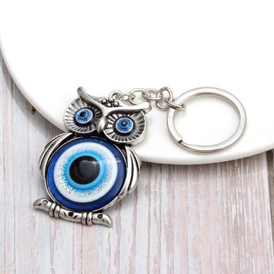 Blue Evil Eye Key Chain Owl Key Ring Amulet Lucky Charm Pendant Gift Key Ring