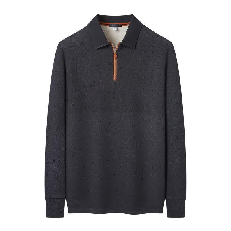 FIRS Men's Wool Silk Blend Long-Sleeve Polo Shirt