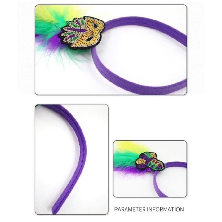 Banquet Prom Party Hairband Woman Mardi Gras Headband Feather Sequins Headband