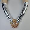 Glossy Leather Fingerless Long Gloves for Formal Event Elegant Night Club Arm Sleeves for Adult Stage Performances