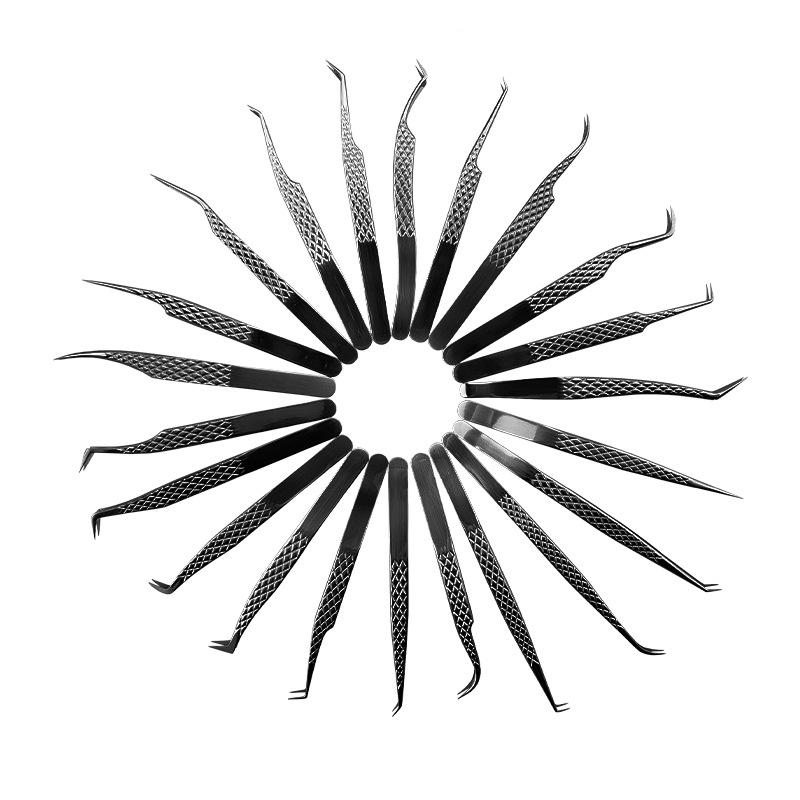 Golden Feather Stainless Steel Eyelash Tweezers for Grafting and Extensions