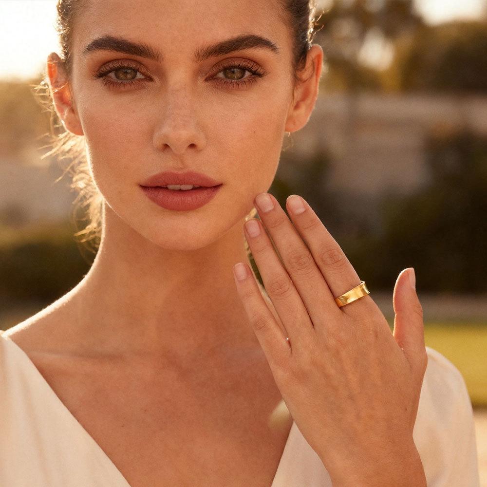 18K Gold-Plated Titanium Steel Ring - Plus Size Luxury Niche Design