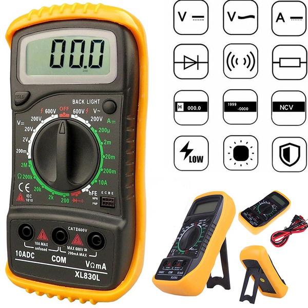 LCD Digital Multimeter Voltmeter Ammeter AC DC OHM Volt Tester Test Current XL830L Multimeter