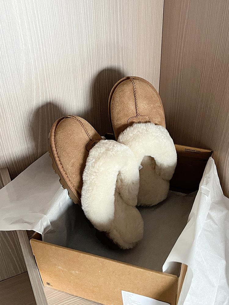Sangpo 2024 Sheepskin Snow Boots with Heightened Toe Cap & Thick Sole Fur Slippers