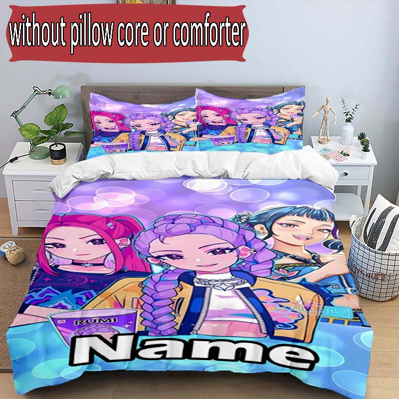 Set copripiumino 3 pezzi (1*Copripiumino + 2*Federe, Senza Nucleo), Set Biancheria da Letto Personalizzato con Nome KPop Cacciatori di Demoni, Decorazione Camera da Letto Casa Regalo