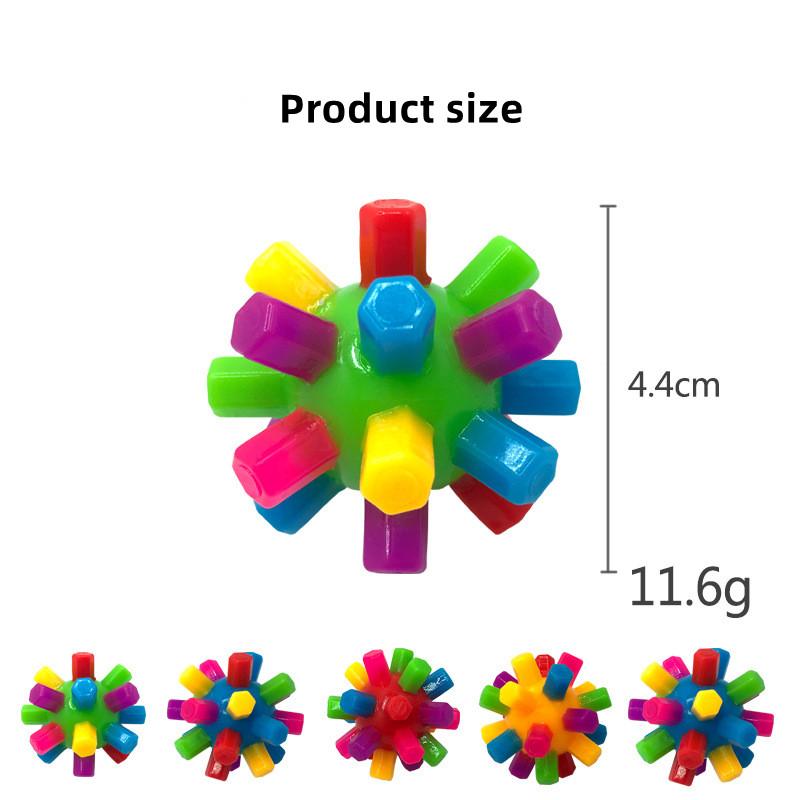 6Pcs Color Column Ball Sensory Ability Training Puzzle Elastic Rainbow Ball Fun Stress Relief Toy Children's Toy Pet Toy