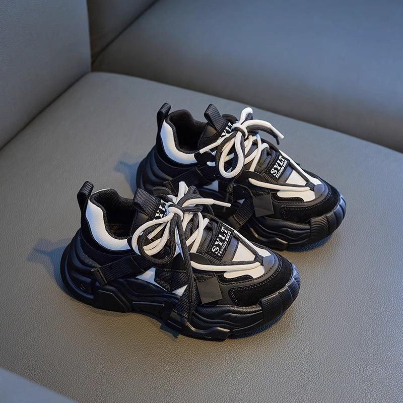 Girls shoes 2025 spring and autumn new soft-soled versatile dad shoes little girls soft-soled single shoes medium and older children's sports shoes