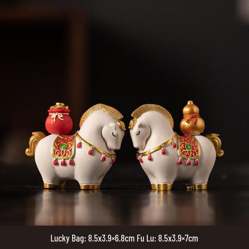 JINGRUIXIANG Chinese Tang Horse Wealth Ornament Pair