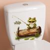 Cartoon Fishing Frog Toilet Sticker Fresh Cute Bathroom Self Adhesive Removable Decor