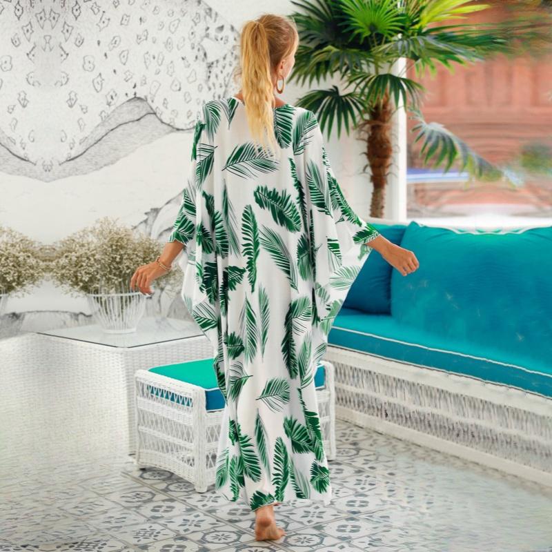 EDOLYNSA Bikini cu dungi cu zebră sexy acoperitoare casual cu decolteu în V, rochie de plajă de vară, îmbrăcăminte de plajă pentru femei, costum de baie, acoperire Q1297