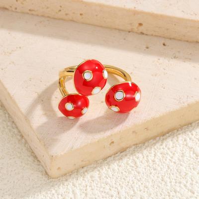 Inspired Personality Mushroom Open Ring - 18K Gold Stainless Steel Simple Pastoral Style Autumn/Winter Accessory.