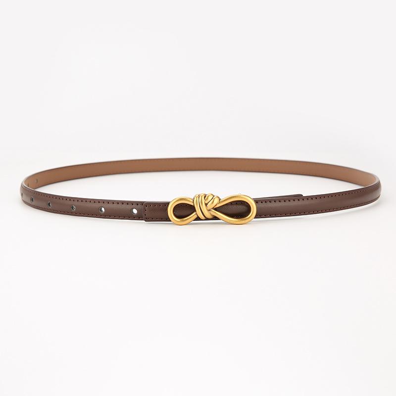 2025 Women's Versatile Genuine Leather Bowknot Waist Cinch - Thin Decorative Belt for Skirts and Shirts