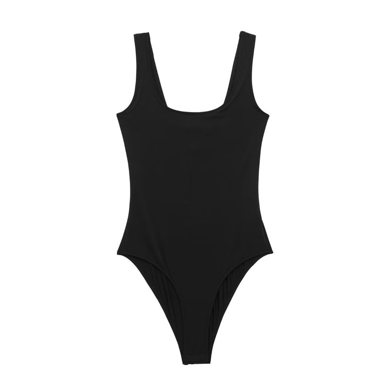 

Kaslead Crew Neck Wide Shoulder Strap Silm Jumpsuit Black M