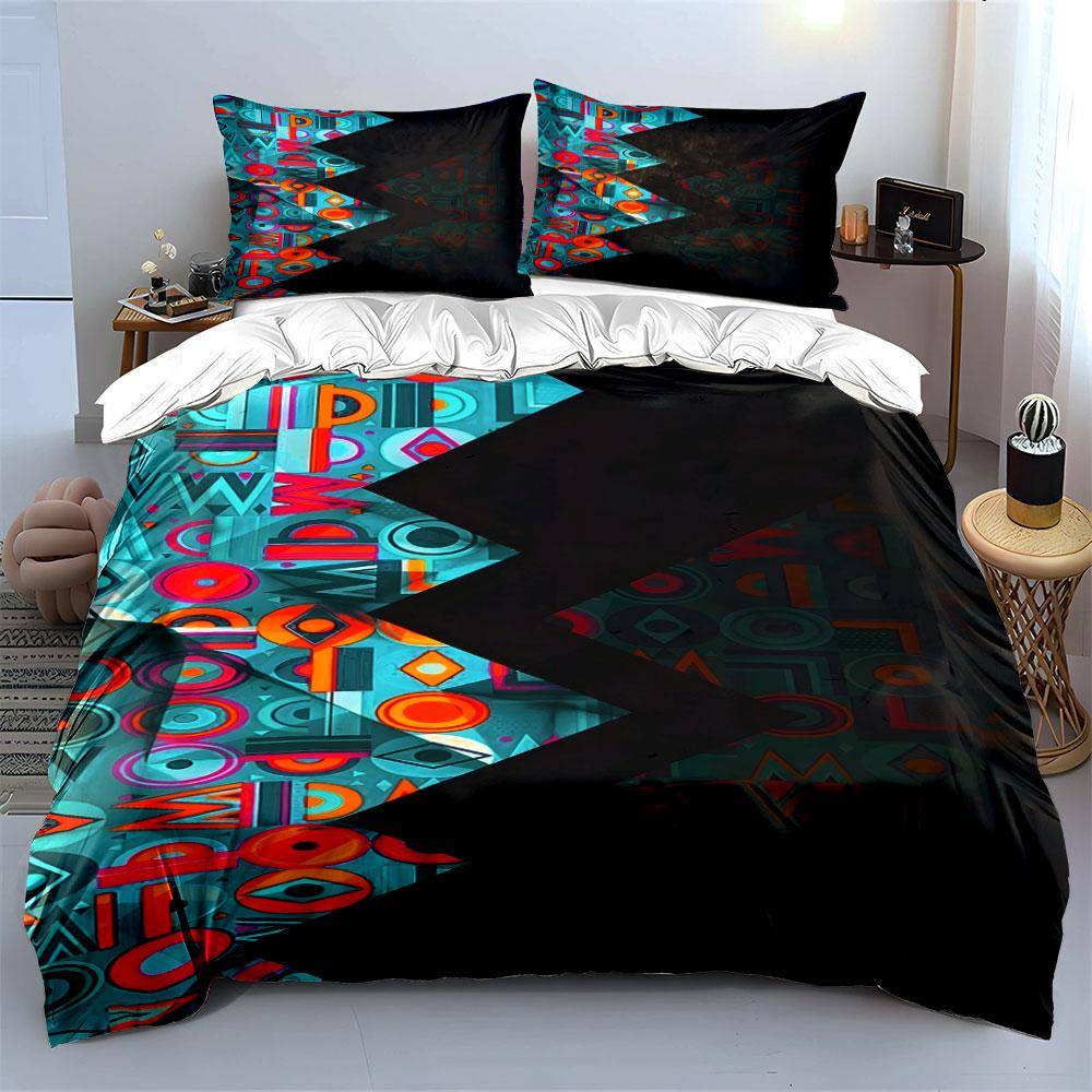 Geometric Shapes with Zigzags. Bedding Sets Duvet Cover Sets Duvet Covers Pillowcases(1*Duvet Cover 2*Pillowcases Without Duvet Insert)