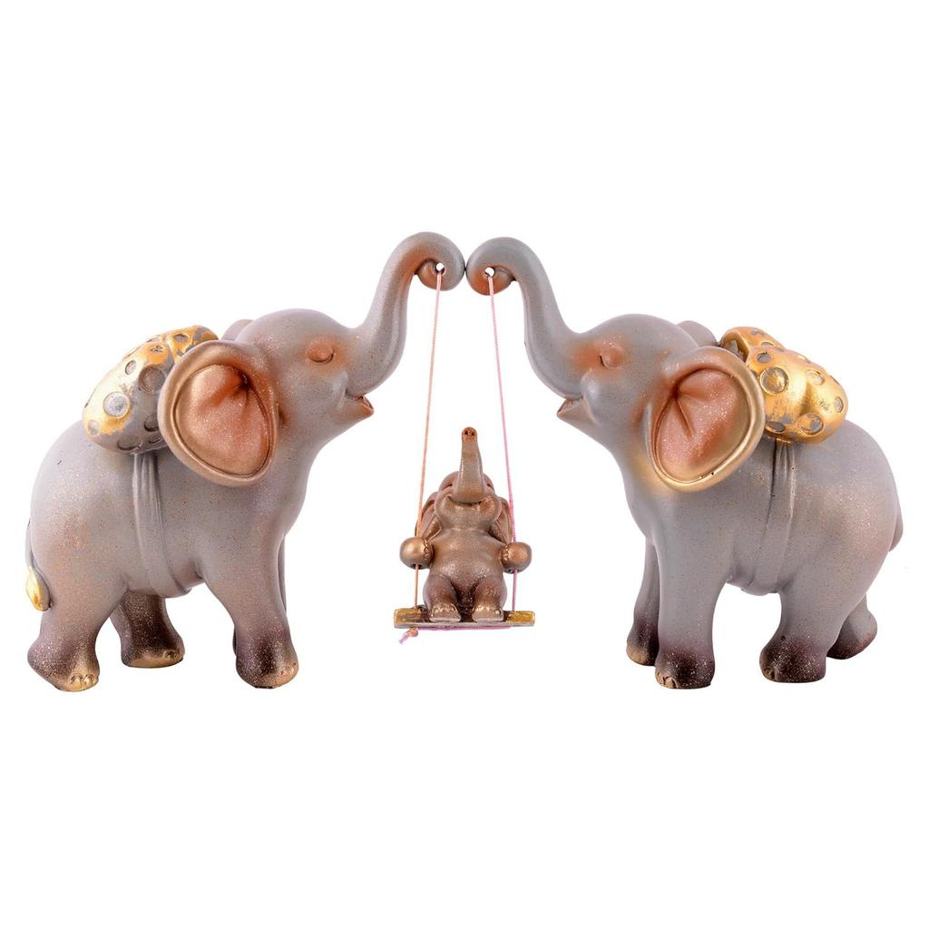 zart Decorative Elephant Family Showpiece Home
