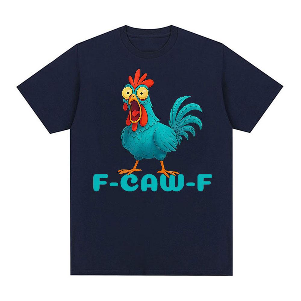 Funny Rooster Graphic T Shirt F-CAW-F Chicken Humor Meme T Shirts Men Women Vintage Cartoon 100% Cotton T-shirts Tops Streetwear
