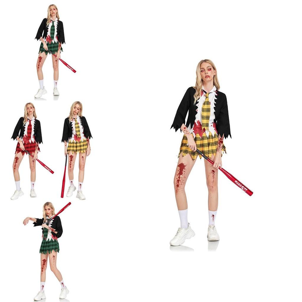 Vampire Student Costume For Halloween Cosplay Horror Zombie School Uniform