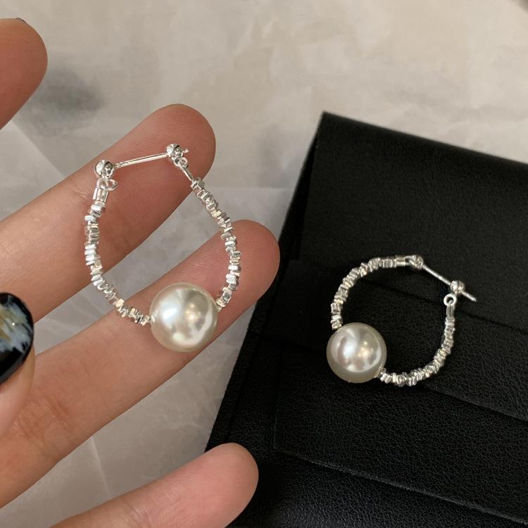 Broken Silver Manta Rose Shijia Pearl Long Fringed Ear Buckle Versatile Exquisite Niche Earrings Earrings