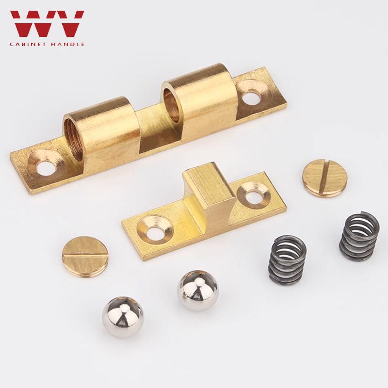 Furniture Door Stoppers 40mm-70mm Copper Cupboard Cabinet Door Roller Latch Twin Double Catches with Striker with Free Screws