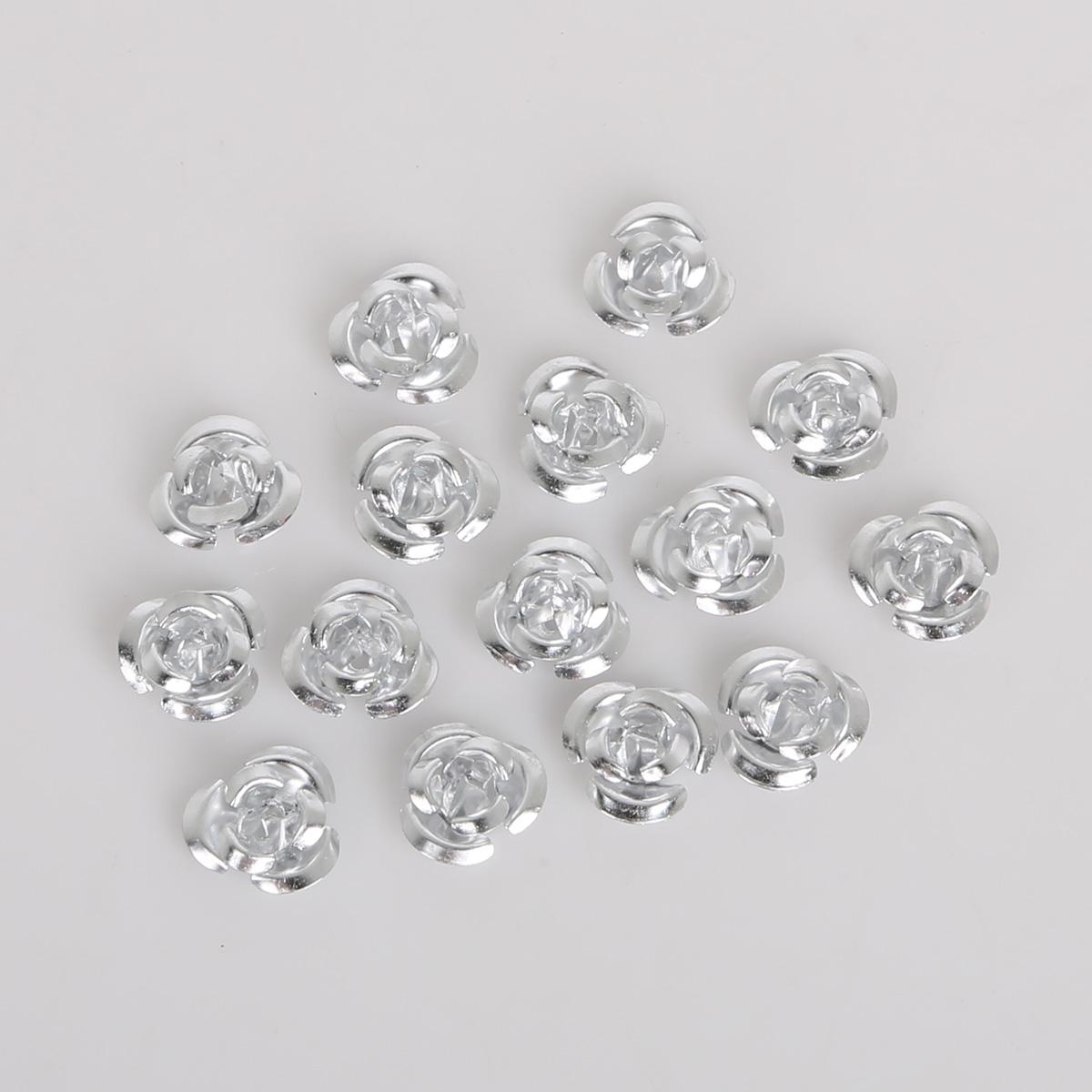 

100 шт., алюминиевые украшения в форме роз, производство, свадебная вечеринка, сделай сам, украшения, разноцветные бусины, украшение для дома 6mm серебряный