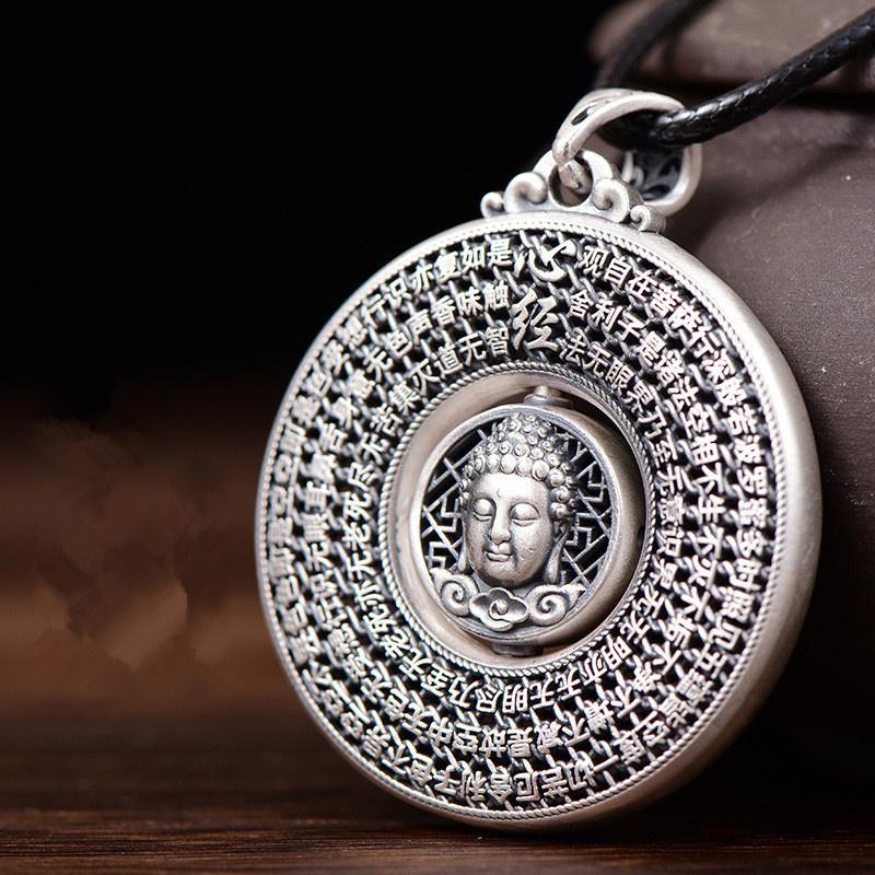 Blessing Heart Sutra Buddha Pendant For Women Men Jewelry Rotatable Tathagata Paramita Scriptures Necklace Male Accessories