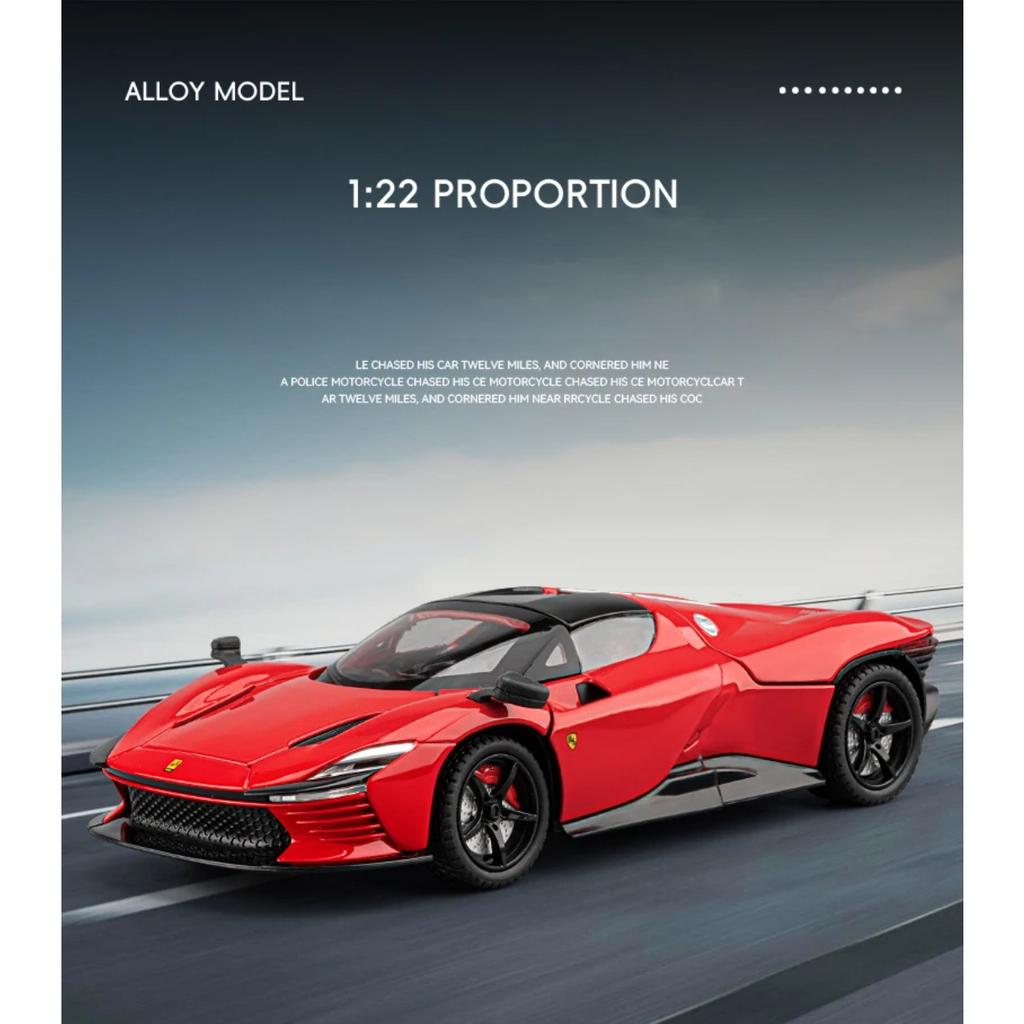 1/22 Ferrari SP3 Daytona Alloy Sports Car Model Diecasts Metal Racing Vehicles Car Model Simulation Sound Light Collection Kids Toy Gift