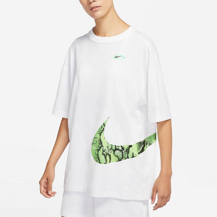 Nike Logo Print Crew Neck Short Sleeve T-Shirt Women Tops White DV3320-100