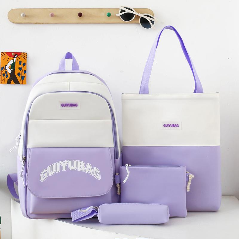 Czteroczęściowy Zestaw Plecaków Torba Szkolna dla Ucznia Dziewczęca Plecak o Dużej Pojemności Lekki