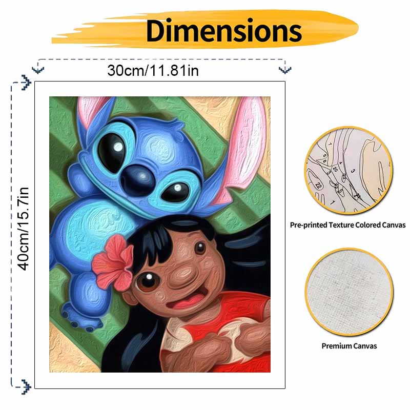 Disney Oil Painting Lilo and Stitch Characters Art Handmade Diy Painting Home Decoration Gift
