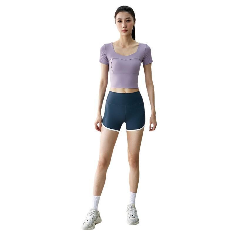 Womens High-Waisted Yoga Shorts With Butt-Lifting Effect 75% Nylon 25% Spandex Ultra-Stretchy Fitness Running