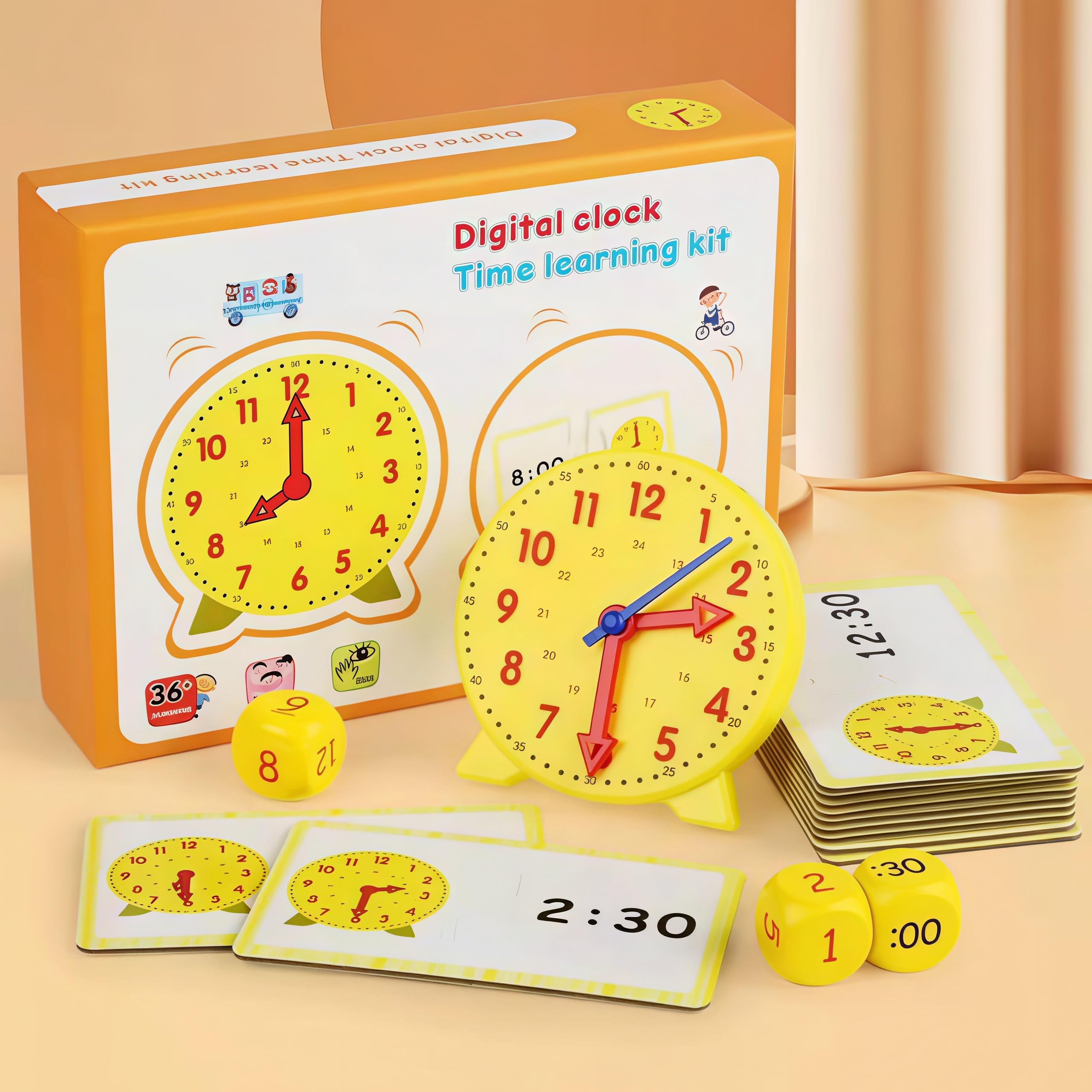 

Kabeila Educational Clock - Learning Clock for Children, Study Toy, Math Material, Elementary School Boys and Girls, Montessori-style Educational