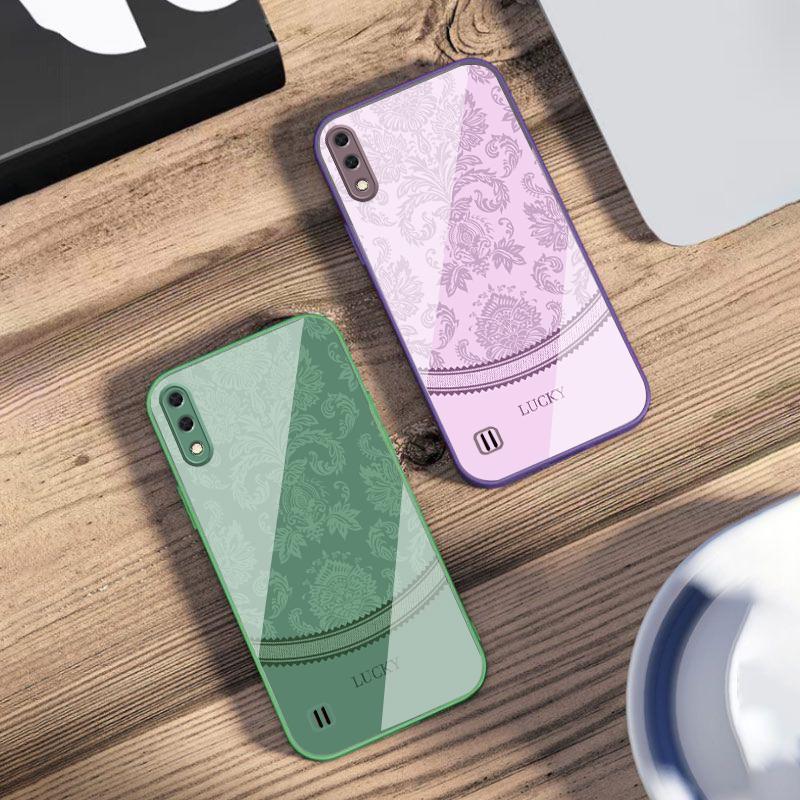 White floral vine pattern For Samsung M02 12 Note 8 9 10 20 A 01 A02 A03 Core 04 05 06 10 12 13 14 15 A16 glass Ultra phone case