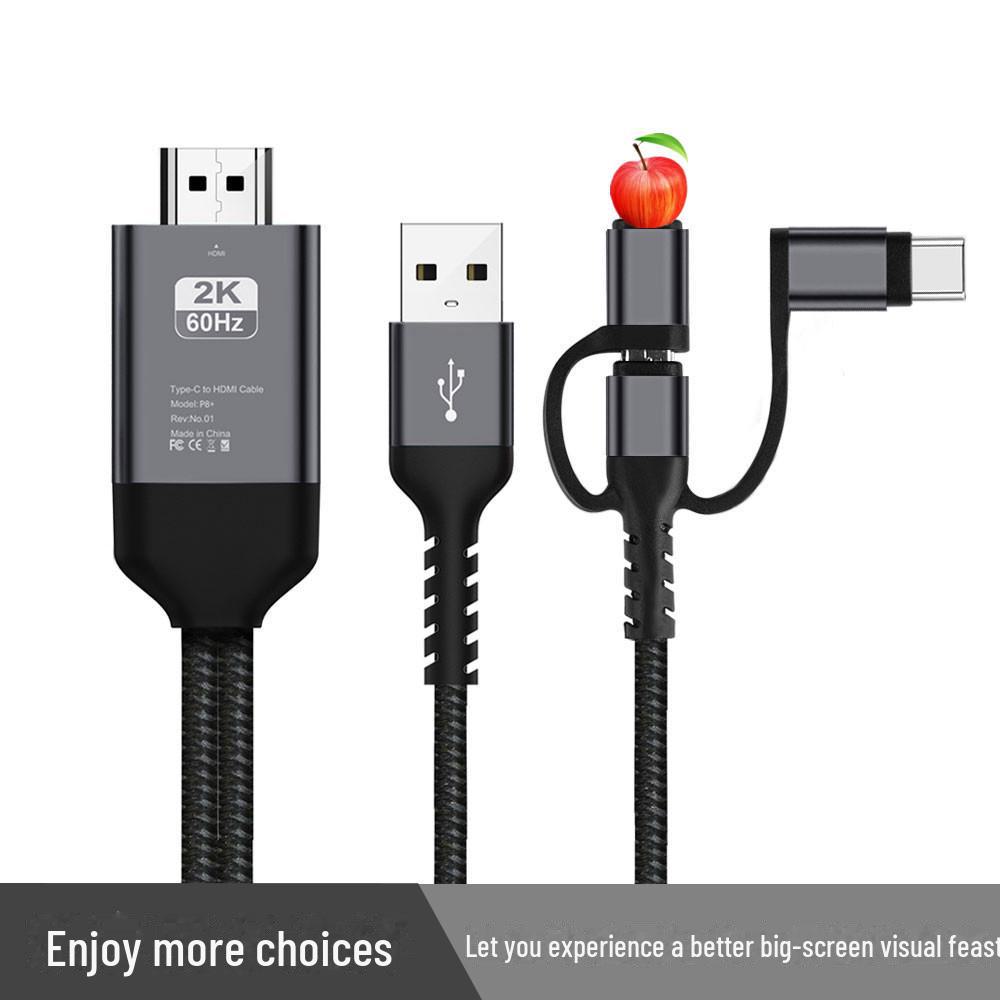 Three-in-One High-Definition Type-C To HDTV Cable for Apple, Android, and iPhone