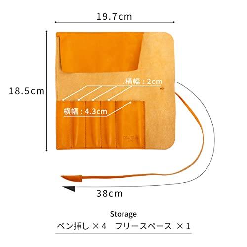 Dom Teporna Genuine Leather Roll Pen Case, Italian Leather, for Men and Women, Stylish Pencil Case, Roll, Leather, Stationery, for Working Adults and