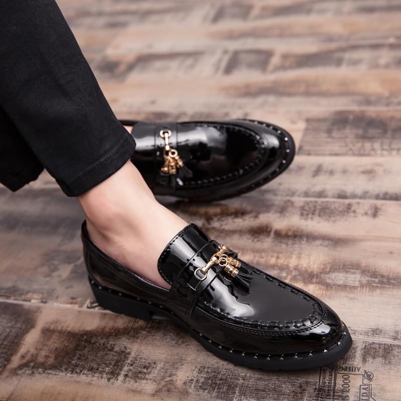Leather Men's Shoes Slip On Tassel Loafers Black Party Fashion Outdoor Casual Shoes Retro Style Men Shoes Big Size 47