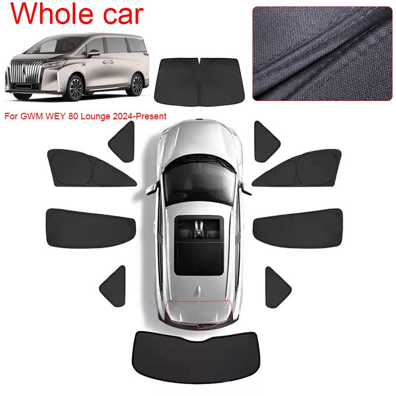 Car Black Windows Privacy Sunshade For GWM WEY 80 2024-Present Auto Anti-UV Heat Insulation Protect Cover Interior Accessories