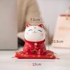 4 Inch Red Ceramic Lucky Cat Ornament Porcelain Fortune Cat Blessing Maneki Neko Desktop Decoration Figurine
