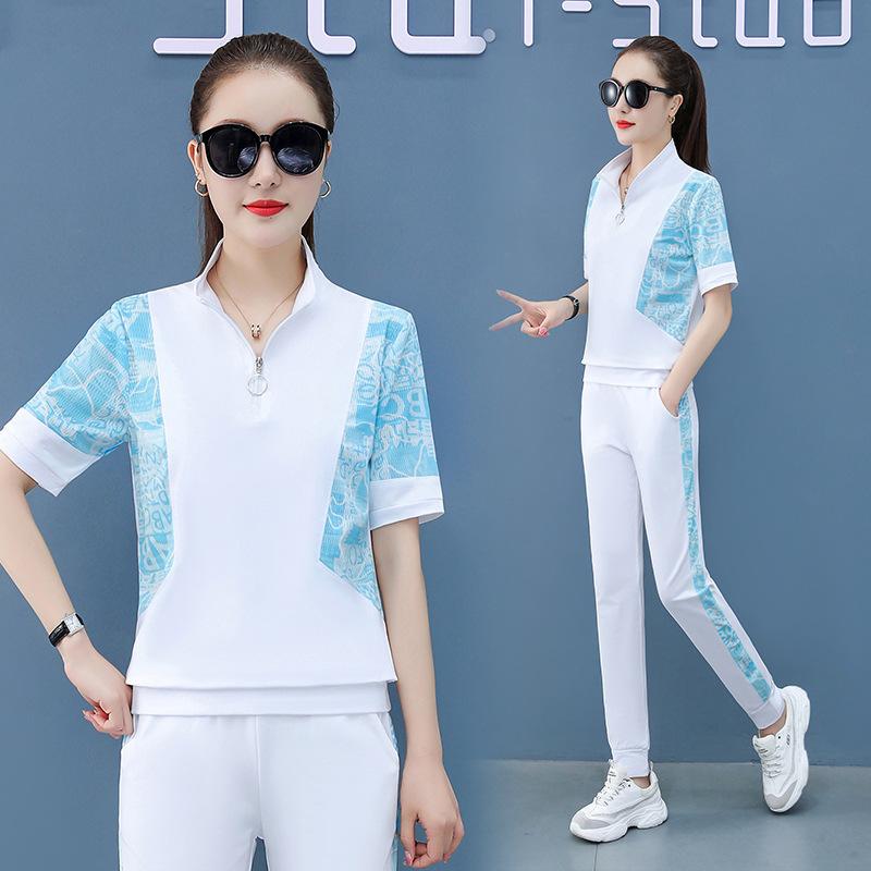 Модный костюм Брюки Женские летние спортивные и леггинсы для отдыха из двух частей Костюм — фото 7