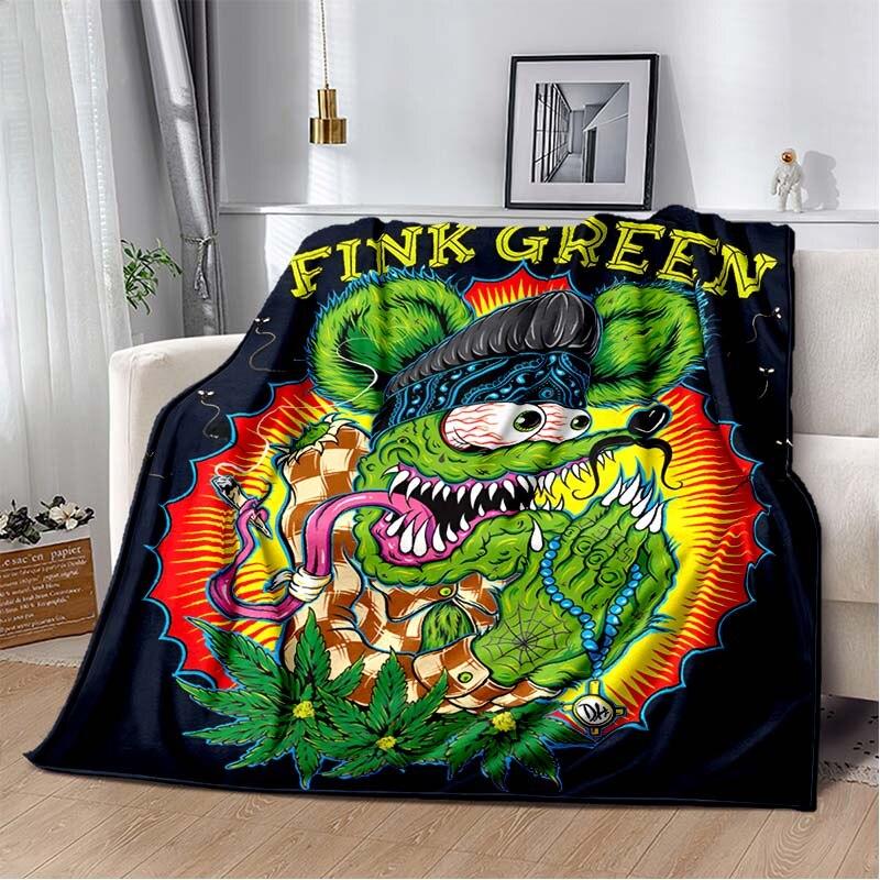 Cartoon Rat Fink Blanket Couch Quilt Cover Travel Bedding Outlet Throw Blanket Flannel Blanket Bedspread Picnic Blanket