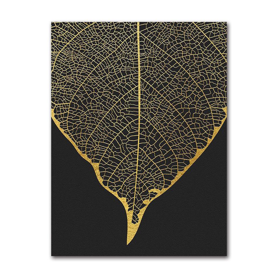 Gold Leaf Posters And Prints Cuadros Wall Art Pictures For Living Room Home Decoration Unframed Abstract Canvas Paintings
