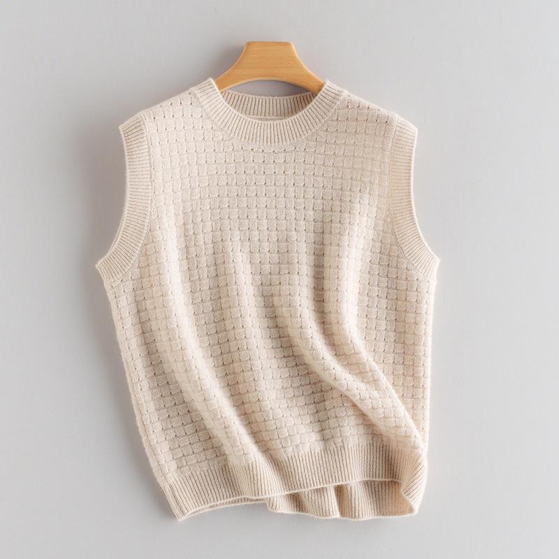 

Women s 100% Cashmere Mesh Knit Sleeveless Pullover for Autumn & Winter L