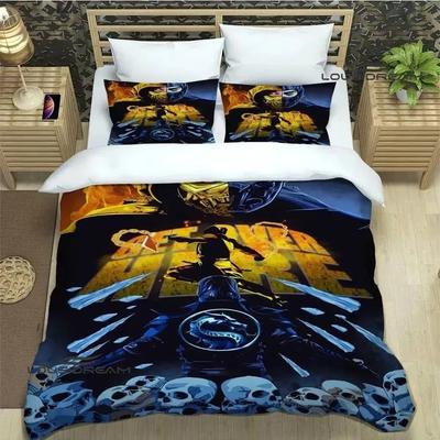 Set Biancheria da Letto Stampata Cartone Animato Mortal Kombat Set di Articoli Raffinati Copripiumino Set Copripiumino Letto Set Biancheria da Letto Lusso Regalo di Compleanno