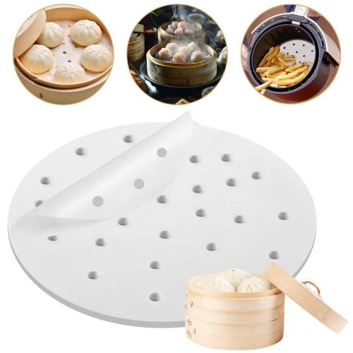 GWHOLE Disposable Steamer Sheets, Steamer Paper, 26cm Diameter, Pack of 100, Chinese Steamer Cooking Paper, Steamer Sheets, 10-inch Round, Cooking She