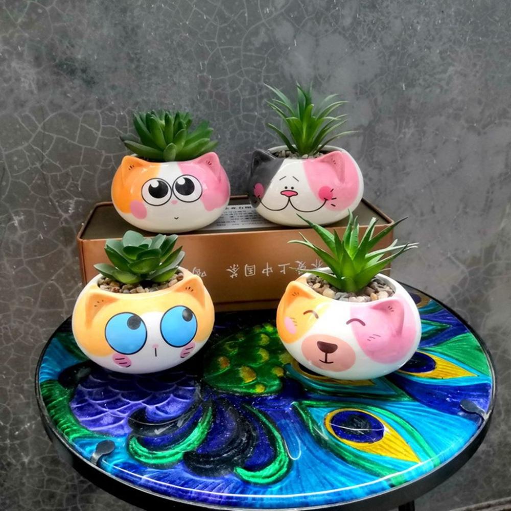 Cartoon Ornament Ceramics Handmade Garden Supplies Flowerpot Succulent Potted Bonsai Accessories