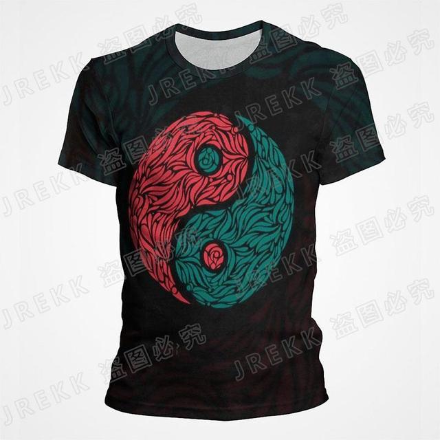 Sommar herr 3D-tryckt T-shirt Yin Yang Gossip Punk Style Kortärmad T-shirt Cool Tops T-shirts